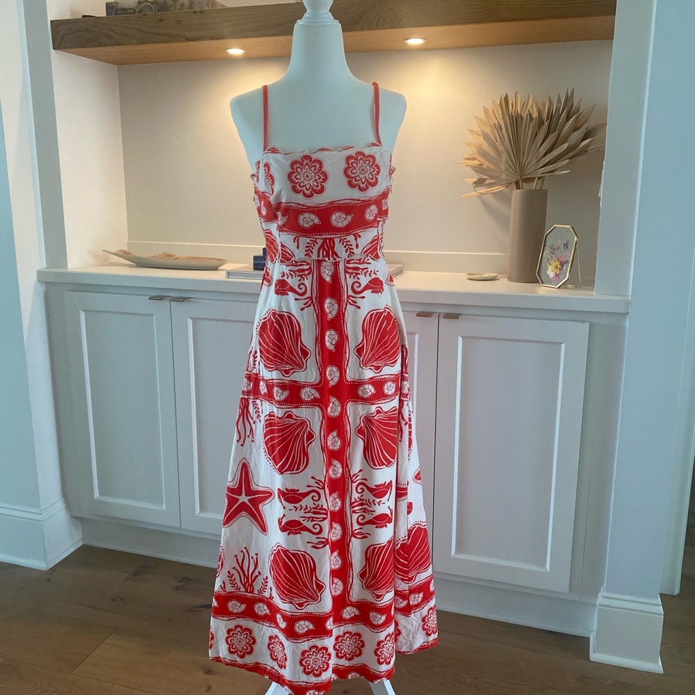 Red and White Maxi Dress